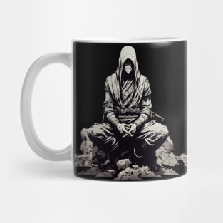 Sleeping Ninja: Gothic Art Tee with Dark Ink, Black & White Mug